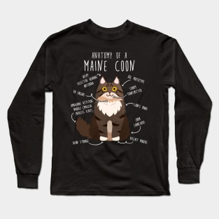 Maine Coon Cat Anatomy Long Sleeve T-Shirt